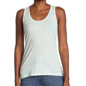 Billabong Womens Scoop Neck Tank Top Small Mint Green Palm Tree Graphic Logo NWT